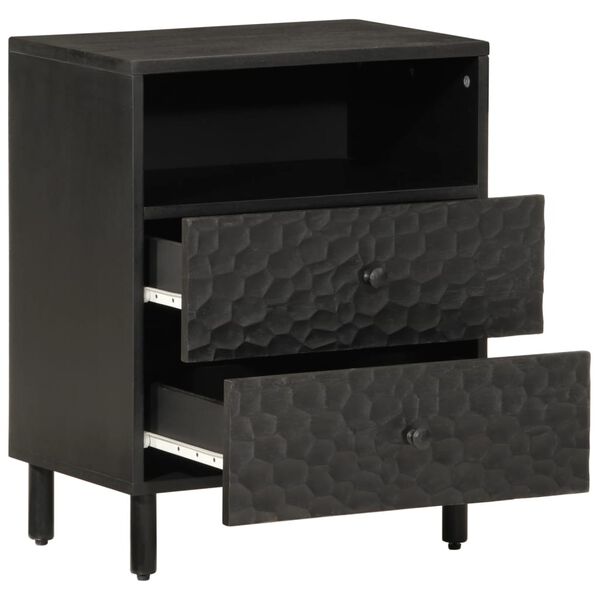 vidaXL Bedside Cabinet Black Solid Mango Wood Medium Bedside Cabin