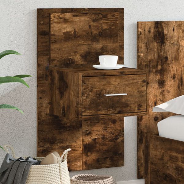 vidaXL Wall-mounted Bedside Cabinet Smoked oak Engineered wood Medium