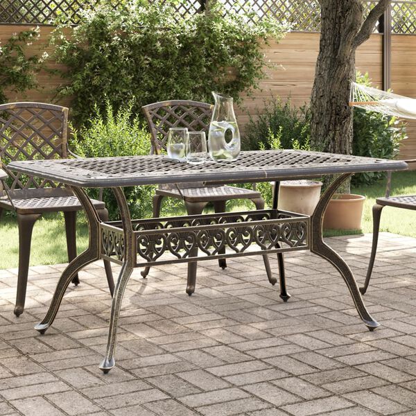 vidaXL Garden Table Bronze Cast Aluminum Large Garden Table