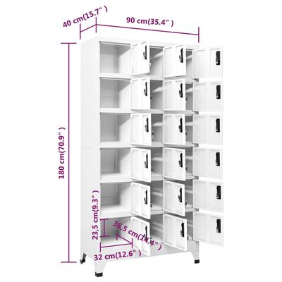 vidaXL Locker Cabinet White 35.4"x15.7"x70.9" Steel