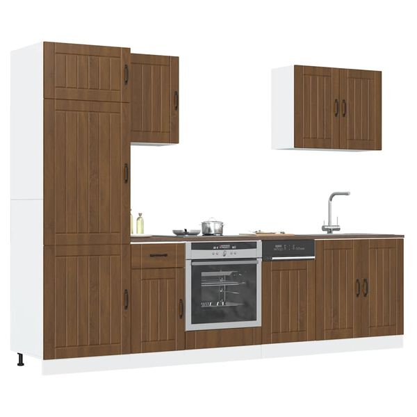 vidaXL Kitchen Cabinet Set Brown Oak Engineered wood 7 Piece Set