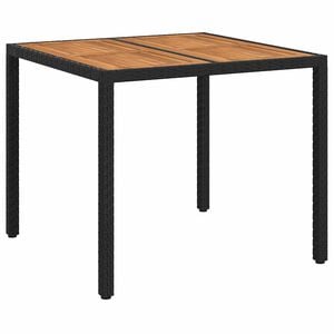 vidaXL Garden Table Black 35.43 x 35.43 x 29.53 in Poly Rattan