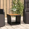 vidaXL Tea Table Black Poly Rattan, Powder-Coated Steel, Solid Acacia Wood