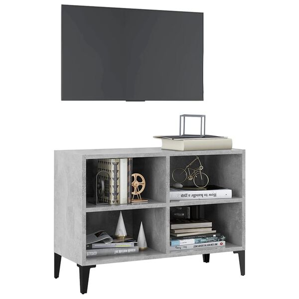 vidaXL TV Stand with Metal Legs Concrete Gray 27.4"x11.8"x19.7"