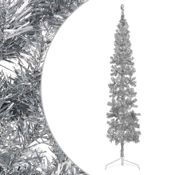 vidaXL Artificial Half Christmas Tree Silver PVC, Steel Extra Tall