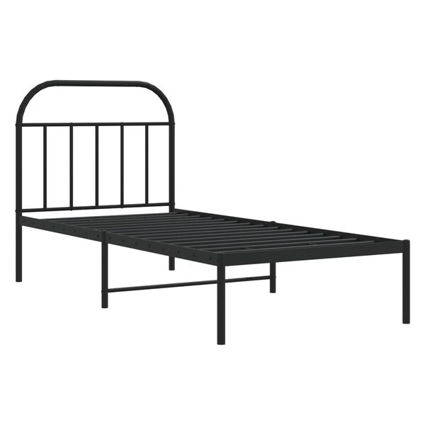 vidaXL Bed Frame Black Steel Single Bed Frame Rectangular