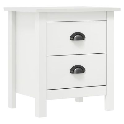 vidaXL Bedside Cabinet Hill White 18.1"x13.8"x19.5" Solid Pine Wood