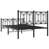 vidaXL Bed Frame Black Steel Small Double Rectangular Modern