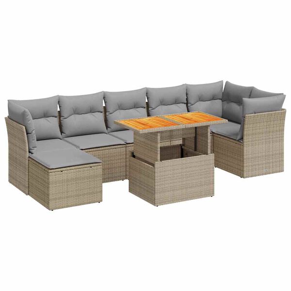 vidaXL Garden Sofa Set Beige, Light Grey