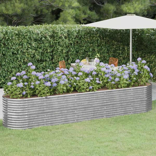 vidaXL Garden Raised Bed Silver Powder-Coated Steel Large Durable