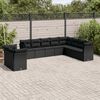 vidaXL Garden Sofa Set Black PE Rattan, Powder-Coated Steel, Fabric Large