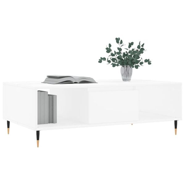 vidaXL Coffee Table White Engineered Wood, Iron Medium Coffee Table
