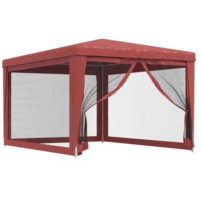 vidaXL Party Tent with 4 Mesh Sidewalls Red 9.8'x13.1' HDPE