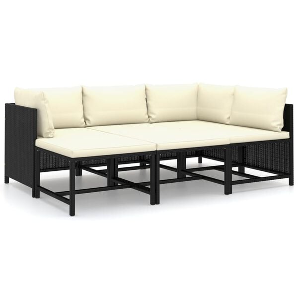 vidaXL Garden Lounge Set Black PE rattan 6 Piece Set Light Weight