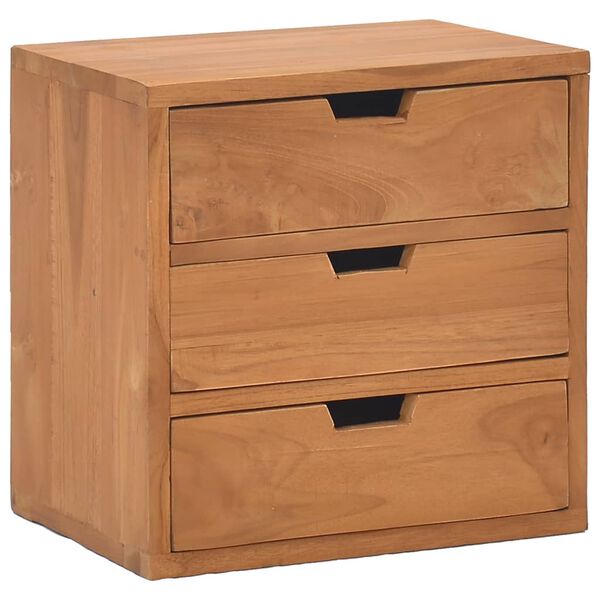 vidaXL Bedside Cabinet Natural Teak Solid Teak Wood 15.7 x 11.8 x 15.7 in
