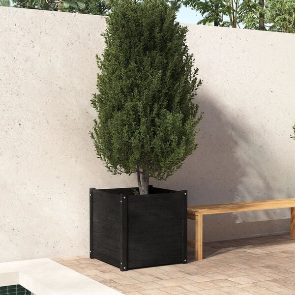 vidaXL Garden Planter Black Solid pinewood Medium Durable