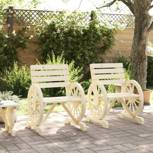 vidaXL Garden Chair Set of 2 Natural wood finish Solid fir wood Standard