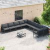 vidaXL Garden Sofa Set with Cushion 10 pcs Black Steel