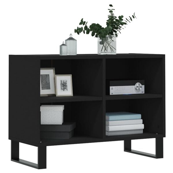 vidaXL TV Cabinet Black Engineered Wood 27.4 x 11.8 x 19.7 in TV Cabinet
