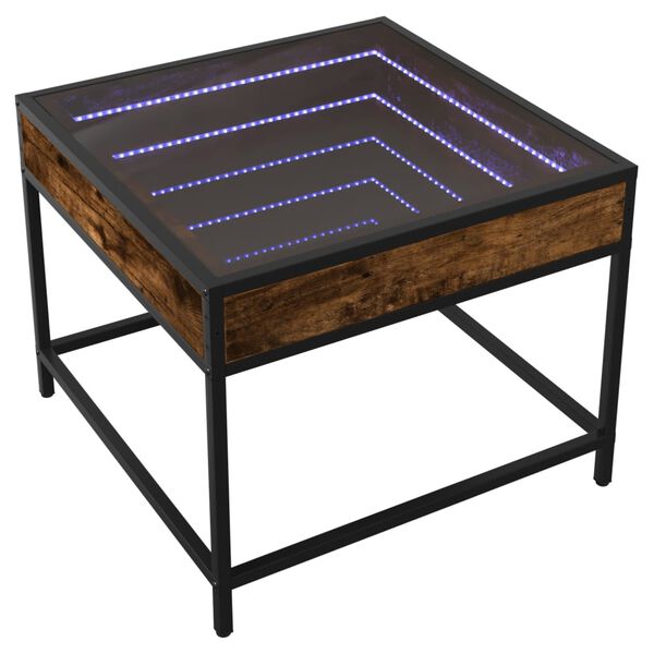 vidaXL Coffee Table Smoked Oak Engineered Wood, Glass, Metal Small