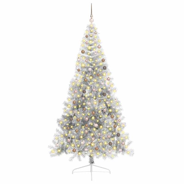 vidaXL Artificial Pre-lit Christmas Tree Silver 94.5" PET