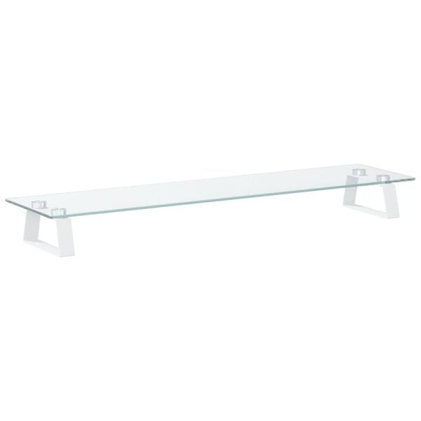 vidaXL Monitor Stand White 31.5"x7.9"x3.1" Tempered Glass and Metal