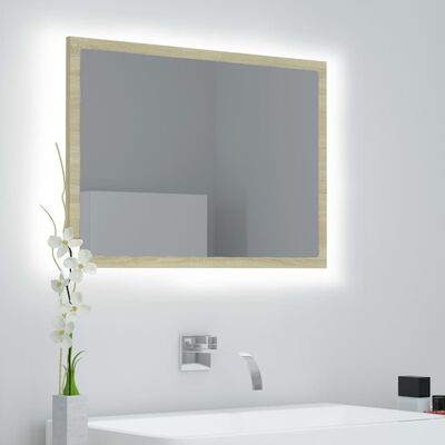 vidaXL LED Bathroom Mirror Sonoma Oak 23.6"x3.3"x14.6" Chipboard