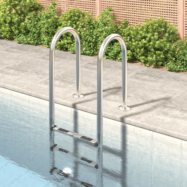 vidaXL Pool Ladder Silver 304 Stainless Steel, Plastic