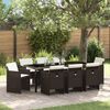 vidaXL Garden Dining Set with Cushion 9 pcs Brown Poly Rattan