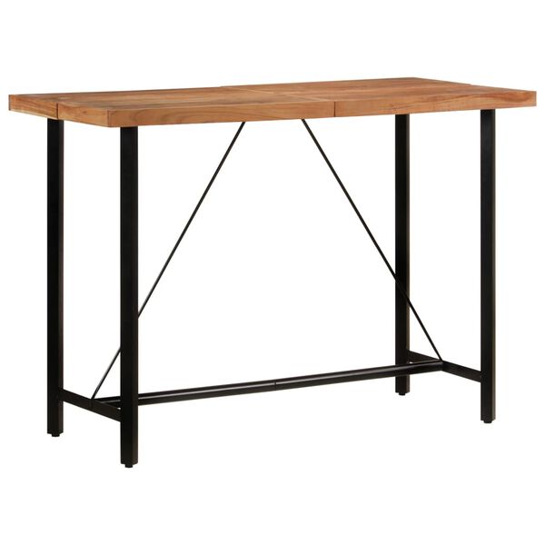 vidaXL Bar Table Natural Wood Solid Acacia wood and Iron 59.1 in long