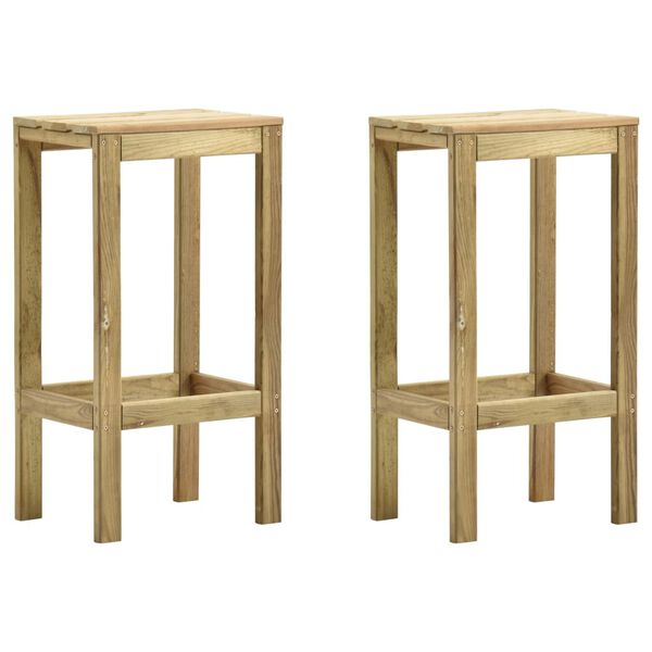 vidaXL Bar Stool Set of 2 Natural Wood Treated Pinewood Standard
