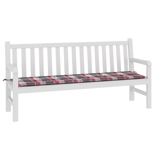 vidaXL Patio Bench Cushion Red Check Pattern 180x50x1.2 " Oxford Fabric