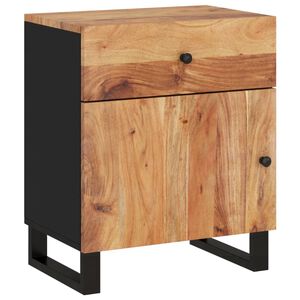 vidaXL Bedside Cabinet Natural wood, Black