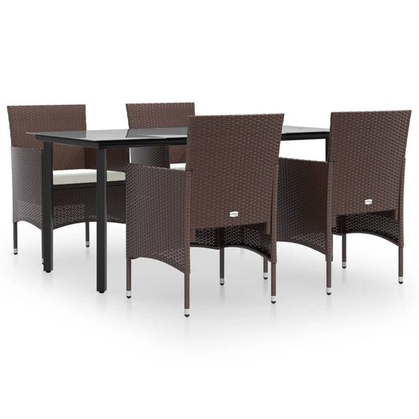 vidaXL Garden Dining Set Brown and Cream