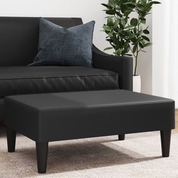 vidaXL Footstool Black Faux leather, plywood, foam 30.3x21.7x12.2 in