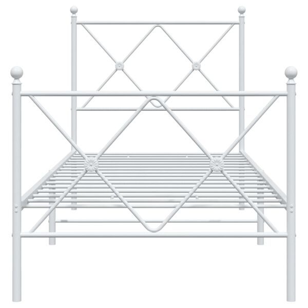 vidaXL Bed Frame White Steel Twin size bed Bed Frame Rectangular