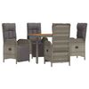 vidaXL Garden Dining Set Grey PE rattan Garden Dining Set Rectangular