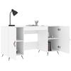 vidaXL Desk White Engineered wood, iron, faux leather 55.1x19.7x29.5 in