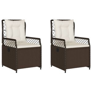 vidaXL Reclining Patio Chair Brown PE rattan Medium Adjustable Armrests