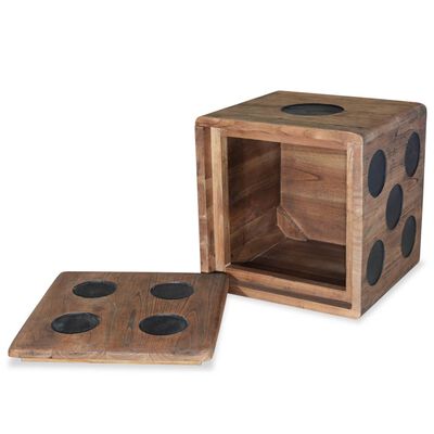 vidaXL Storage Box Mindi Wood 15.7"x15.7"x15.7" Dice Design