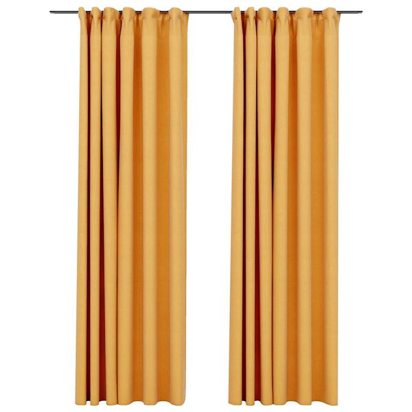 vidaXL Linen-Look Blackout Curtains with Hooks 2 pcs Yellow 55.1x88.6"
