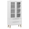 vidaXL Display Cabinet White Solid pine wood, engineered wood, tough glass