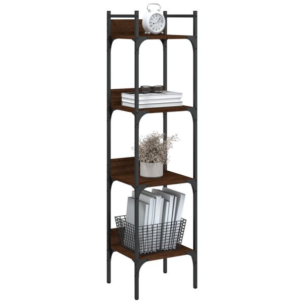 vidaXL Bookshelf Brown Oak Engineered wood, powder-coated steel Tall