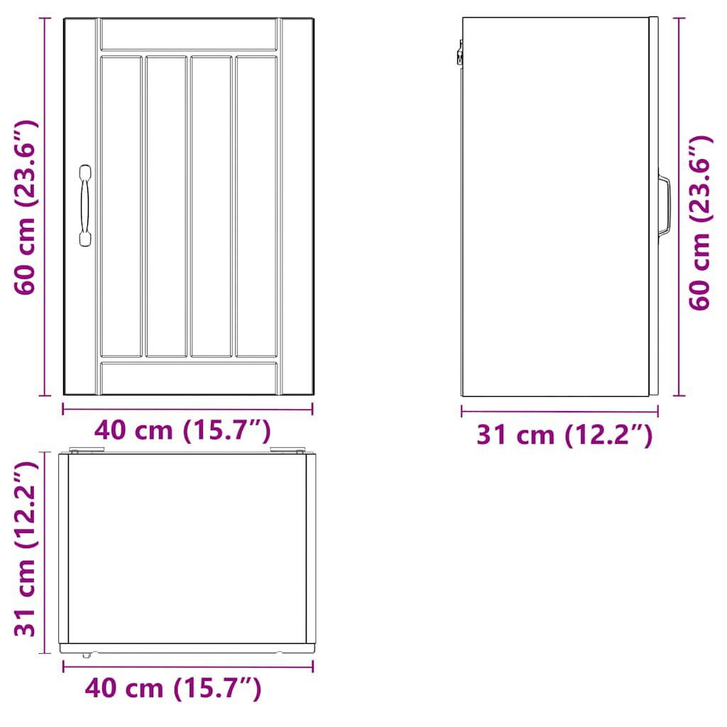vidaXL Kitchen Wall Cabinet Old wood Engineered wood 15.7 x 12.2 x 23.6 in