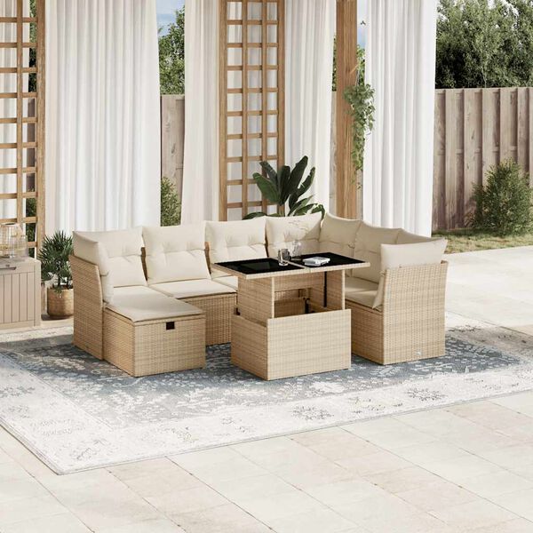 vidaXL Garden Sofa Set Beige, Cream white