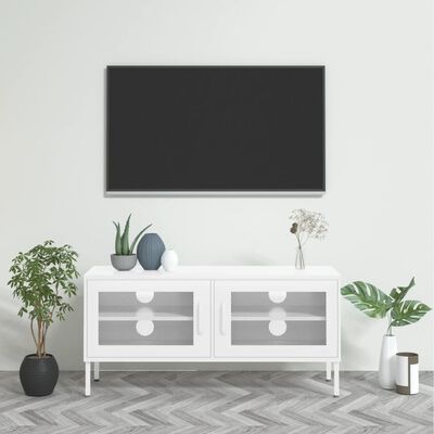 vidaXL TV Stand White 41.3"x13.8"x19.7" Steel