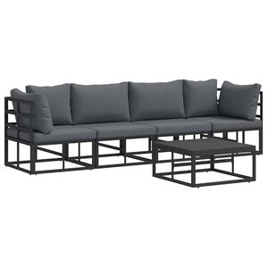 vidaXL Garden Sofa Set 5 pcs Black Metal