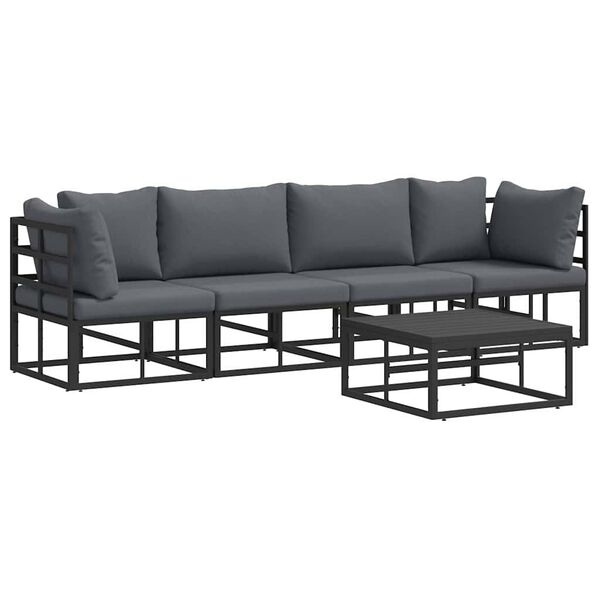 vidaXL Garden Sofa Set 5 pcs Black Metal