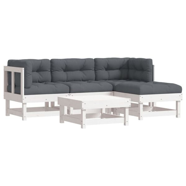 vidaXL Garden Lounge Set White, Anthracite