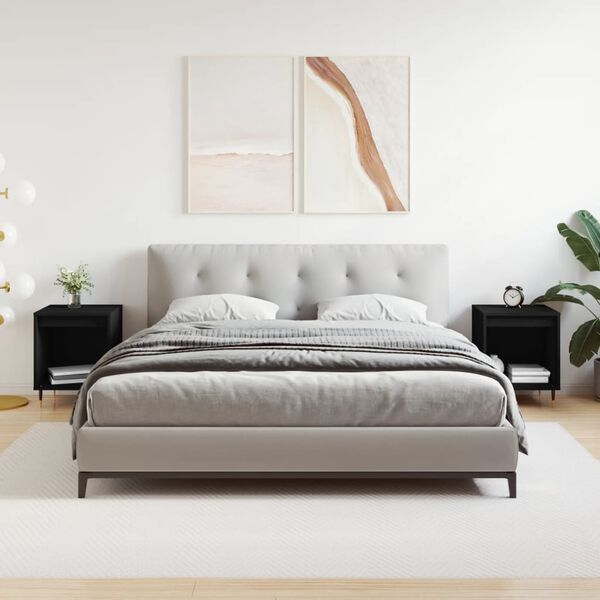 vidaXL Bedside Cabinet Set of 2 Black Engineered wood Standard